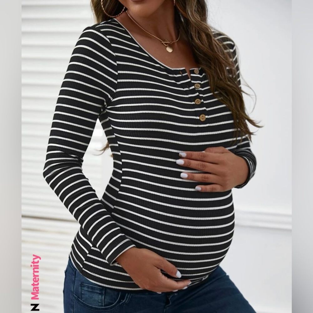 Shein Maternity Stripe Long Sleeve Shirt